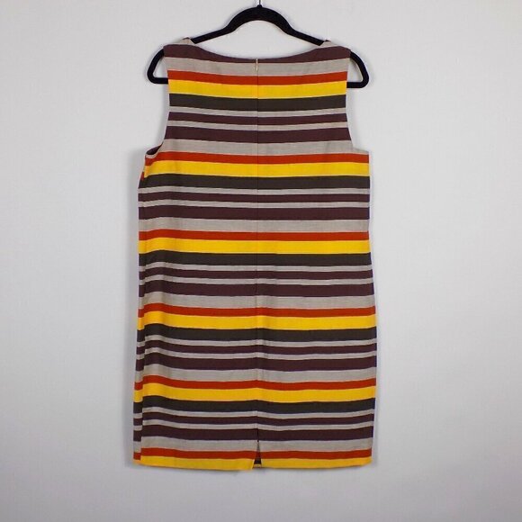 Made in Italy Sleeveless Dress Linen Cotton Blend Striped Size 48 US M - Picture 3 of 6